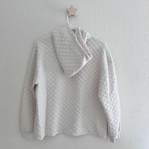 Madewell Cream Quilted Long Sleeve Pullover Hoodie Size Small - Picture 4 of 4